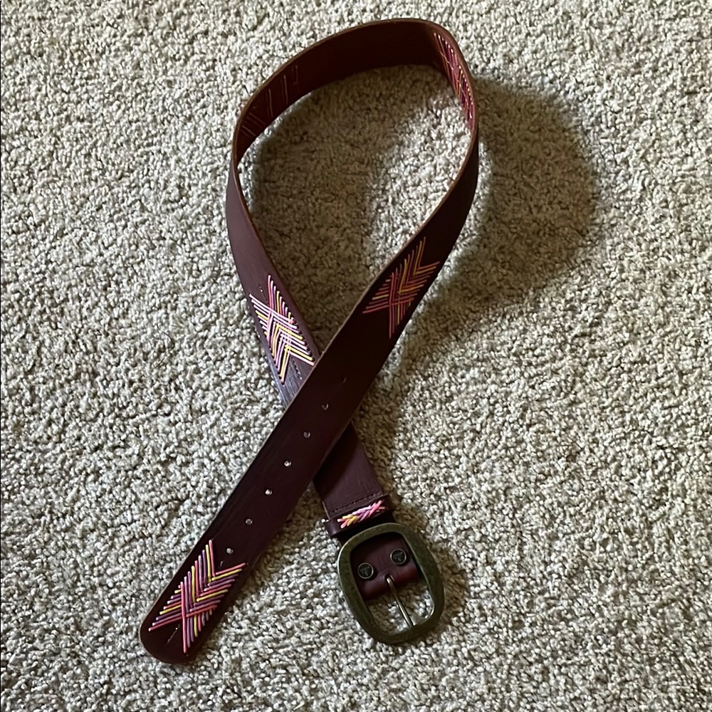 Brown Belt with Colorful Chevron Pattern